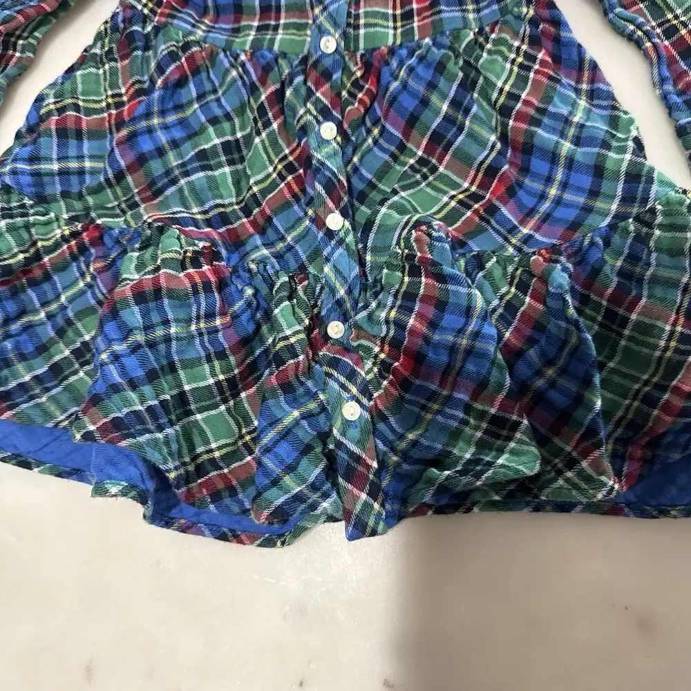 Polo Ralph Lauren Dress Girls 18M Red Plaid Flannel Shirt Drop Waist Long Sleeve
